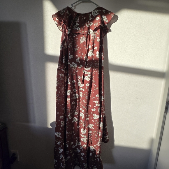 Max Studio Red Asymmetrical Sundress with Flutter Sleeves - Picture 7 of 8